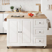 Mobile Kitchen Island with Drop Leaf and Storage
