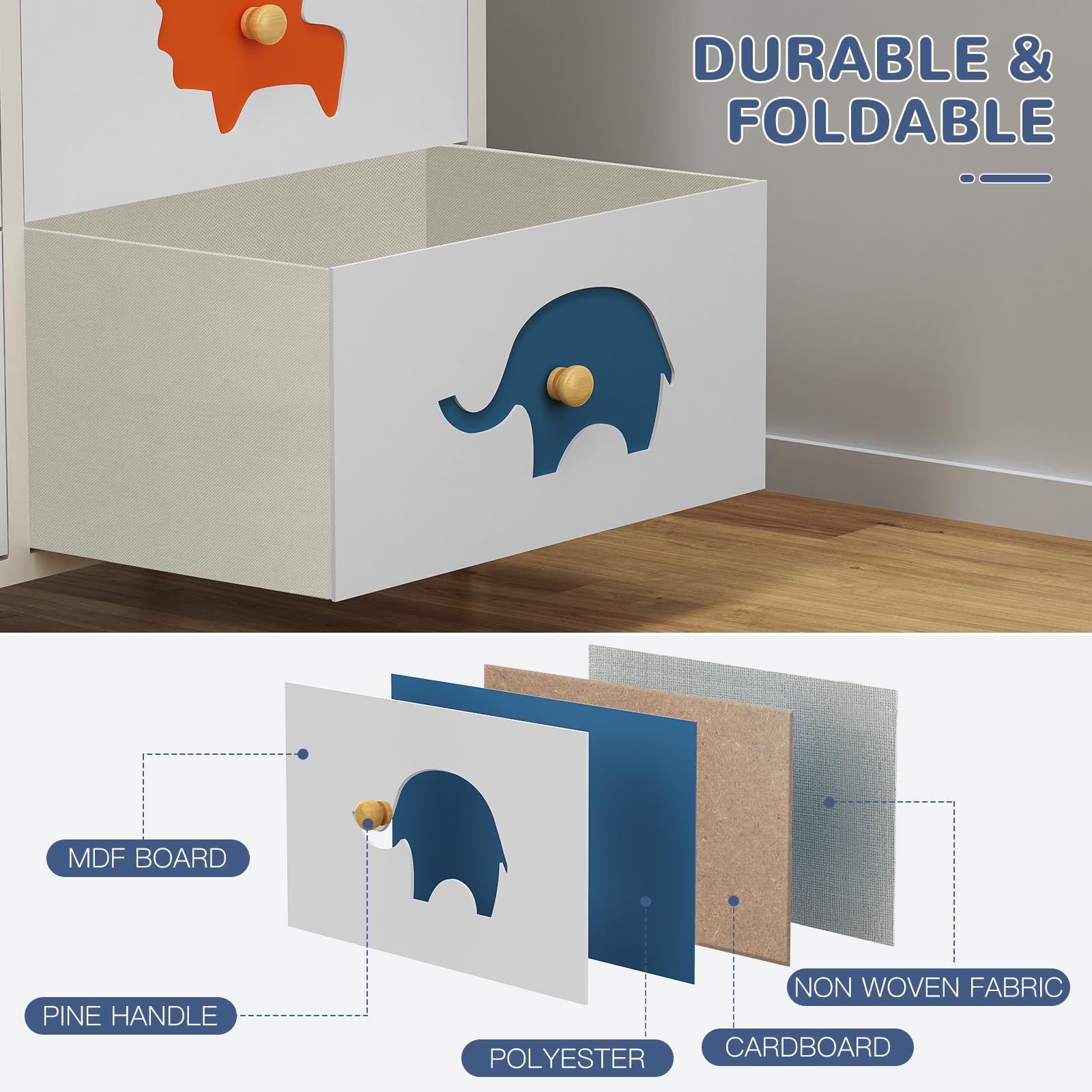 8-Drawer Kids Dresser with Wood Top