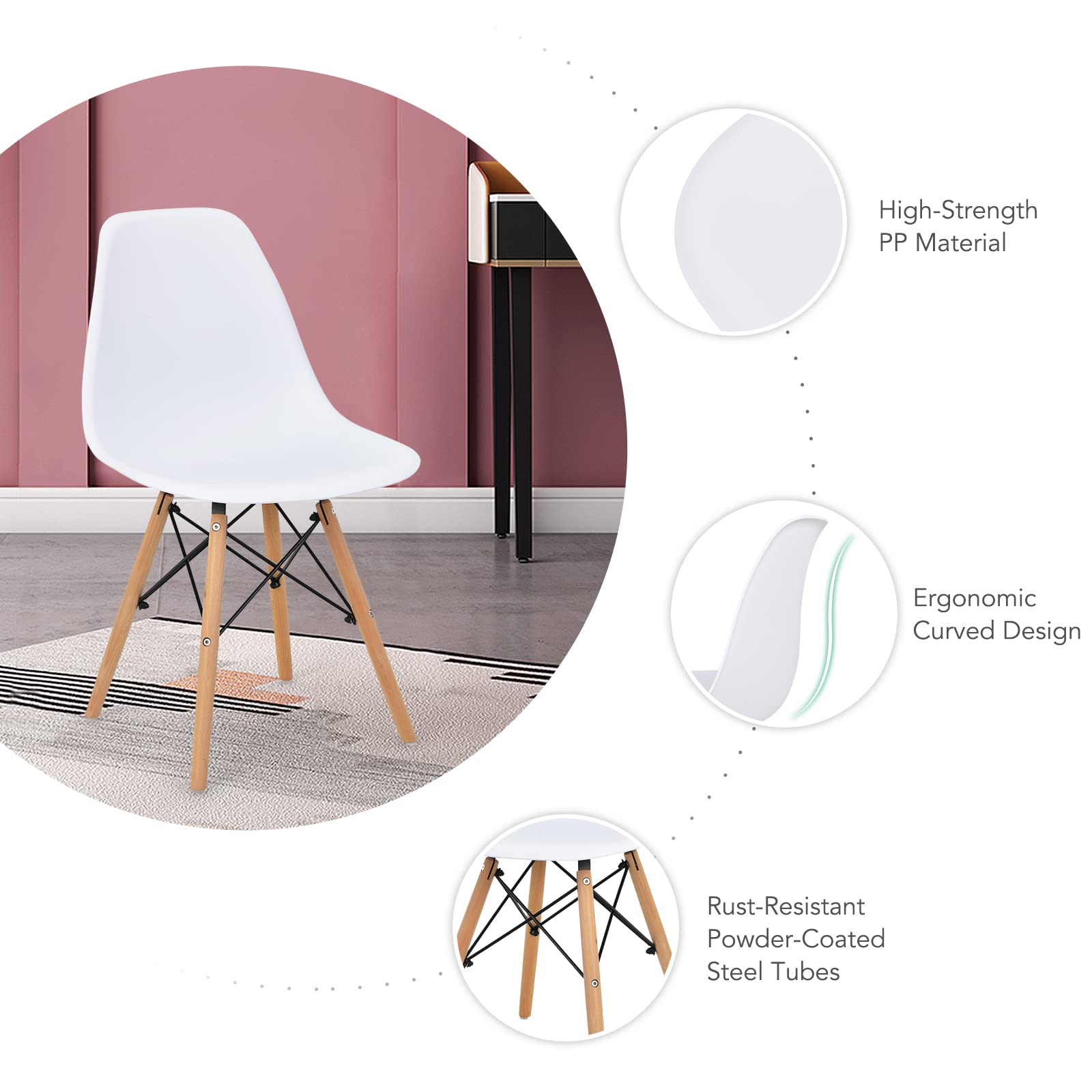 3-Piece Dining Table Set with Round Tempered Glass Table and 2 Chairs