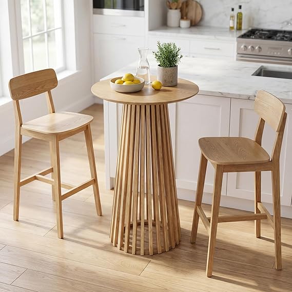 Round Pub Table 24 Inch White Wood Bar Height