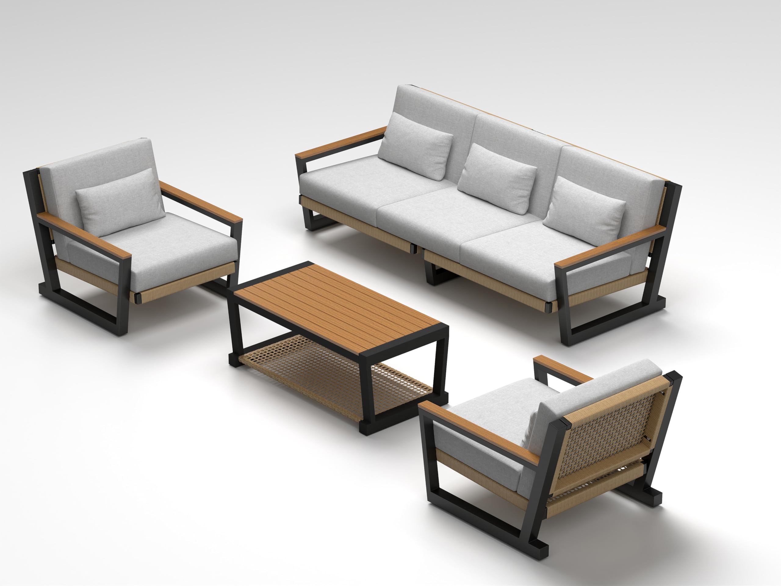 Aluminum Patio Sofa Set with PE Rope Weaving