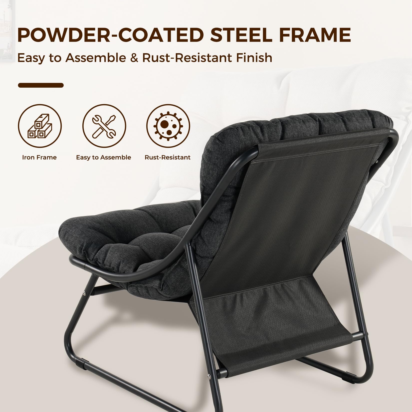 Outdoor Lounge Chair with Ottoman - Modern Patio Recliner Set