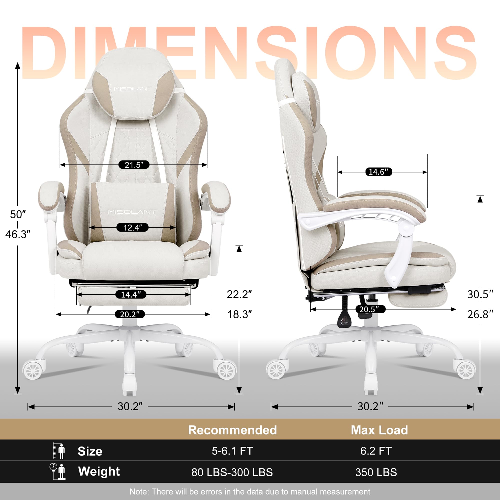 Ergonomic Gaming Chair with Massage Lumbar Support