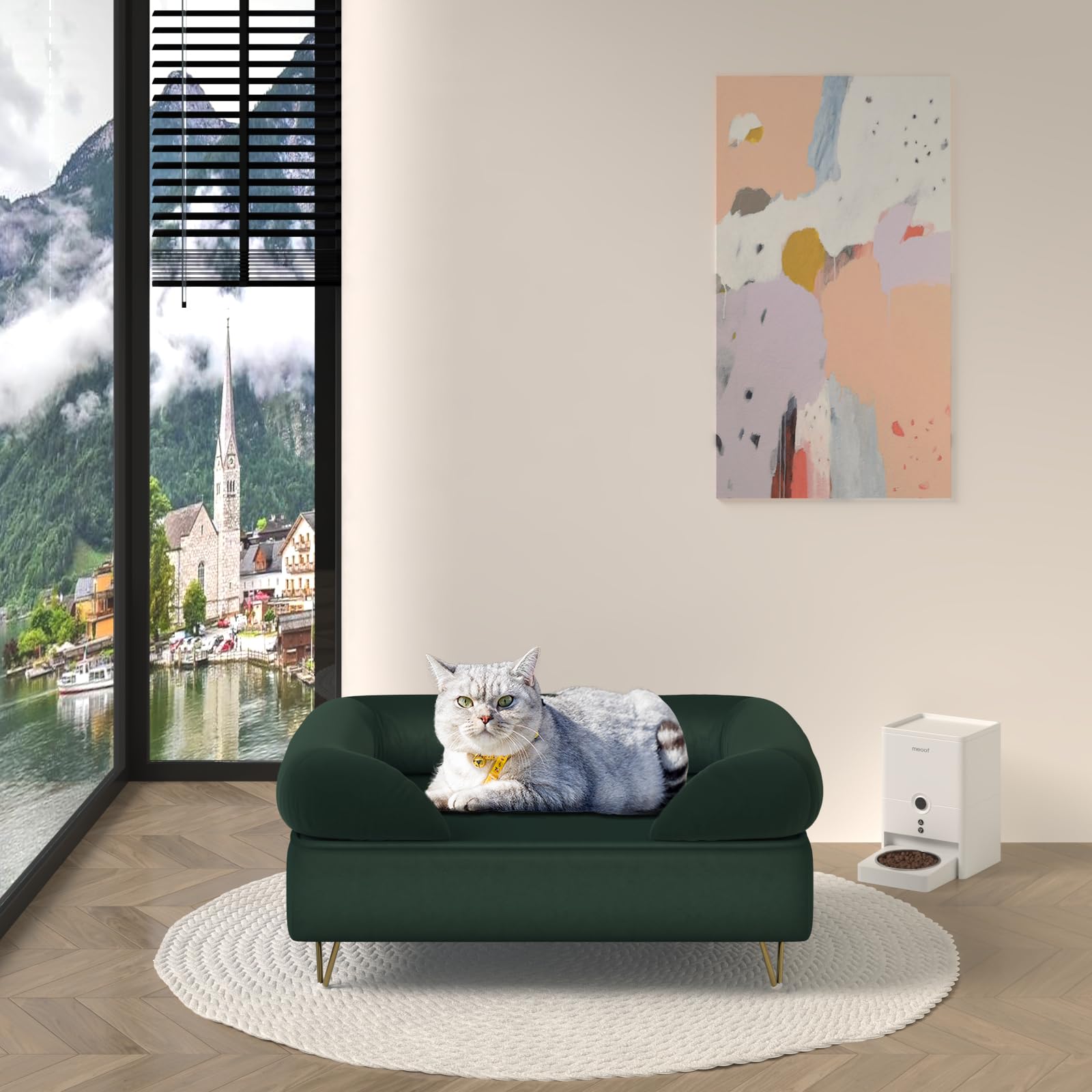Velvet Pet Sofa with Wooden Frame