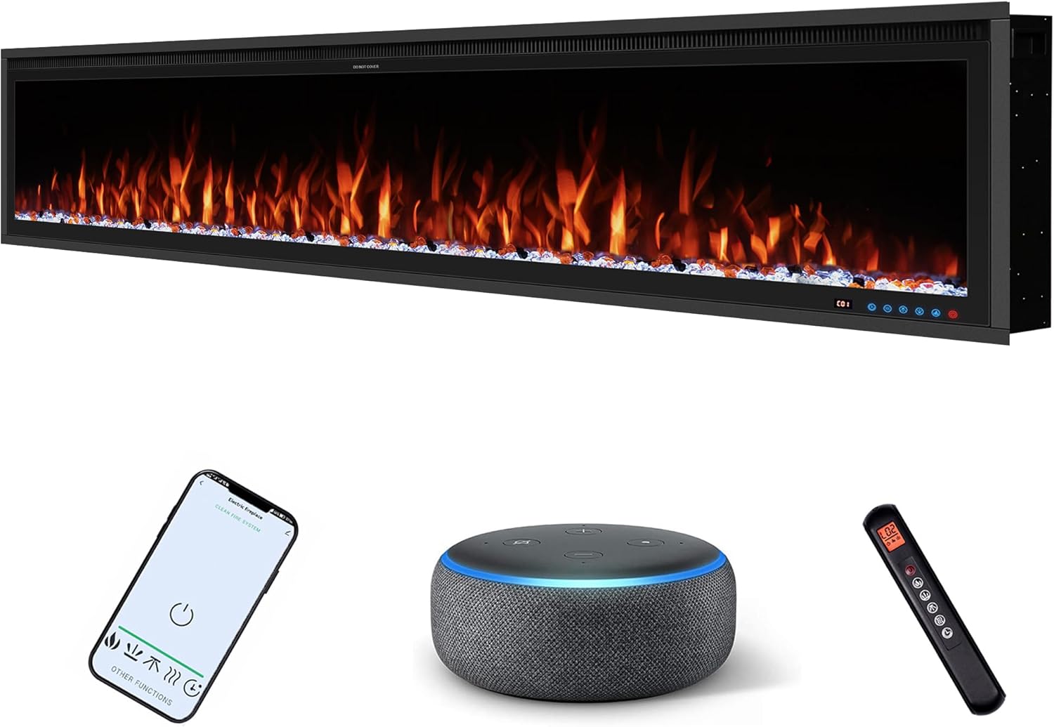 60" WiFi-Enabled Electric Fireplace Insert with App Control