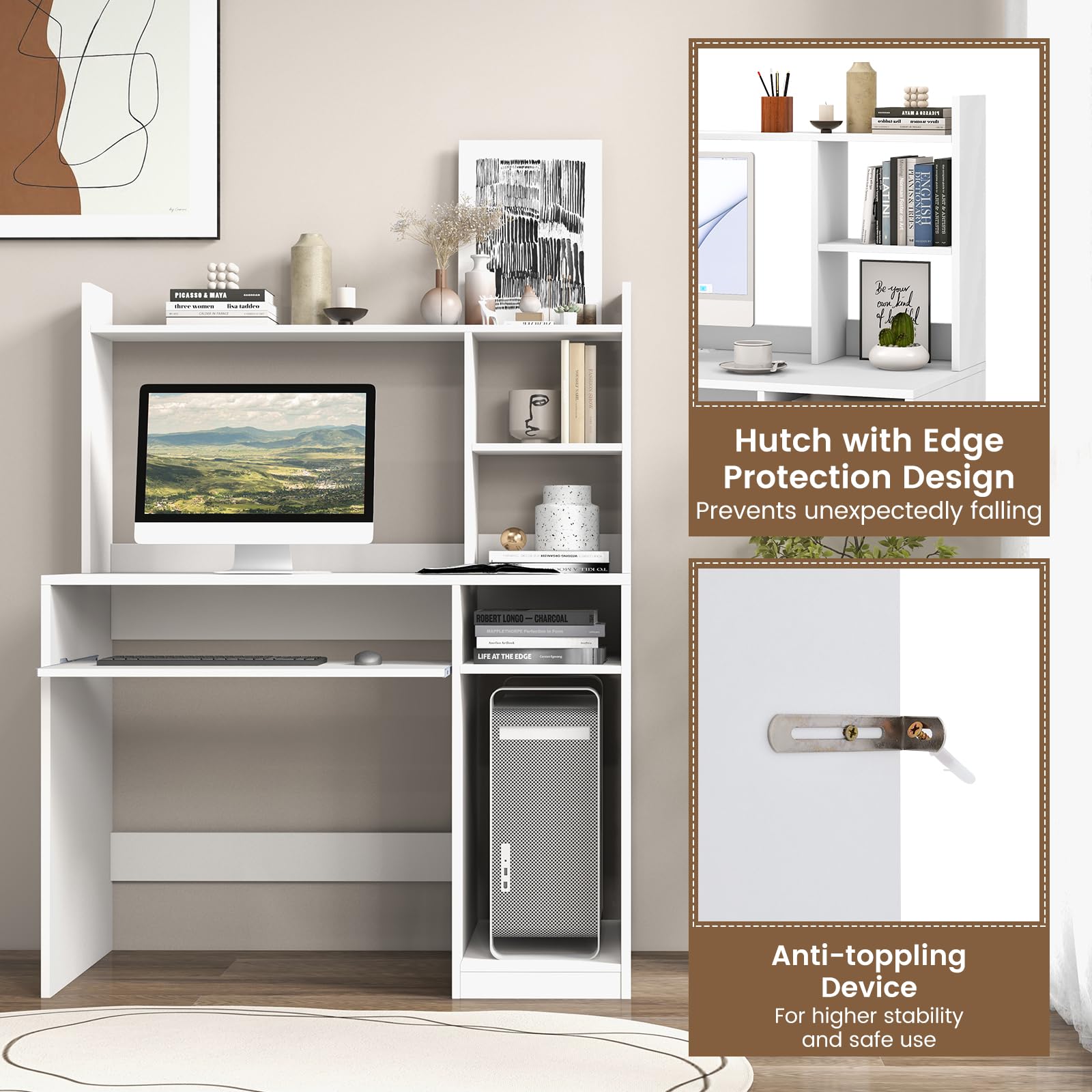 Computer Desk with Hutch and Charging Station