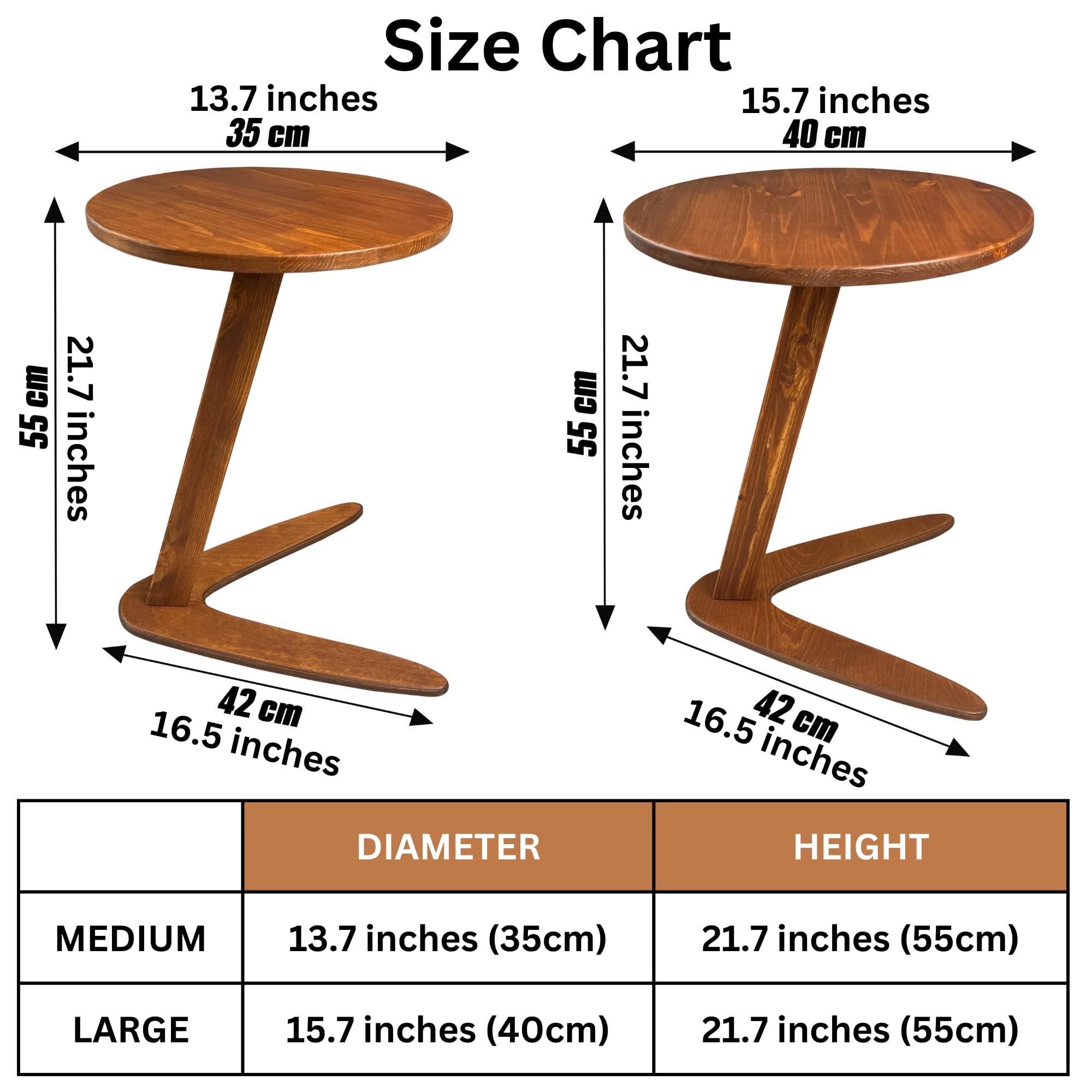 C-Shaped Solid Wood End Table