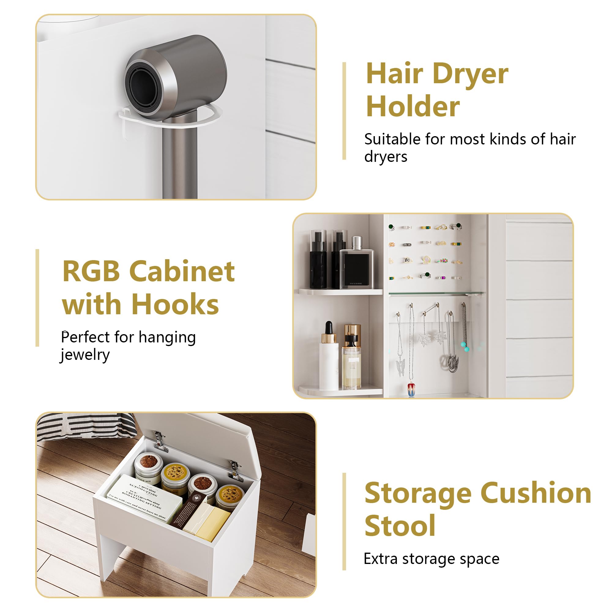 Makeup Vanity Desk with Mirror and Lights