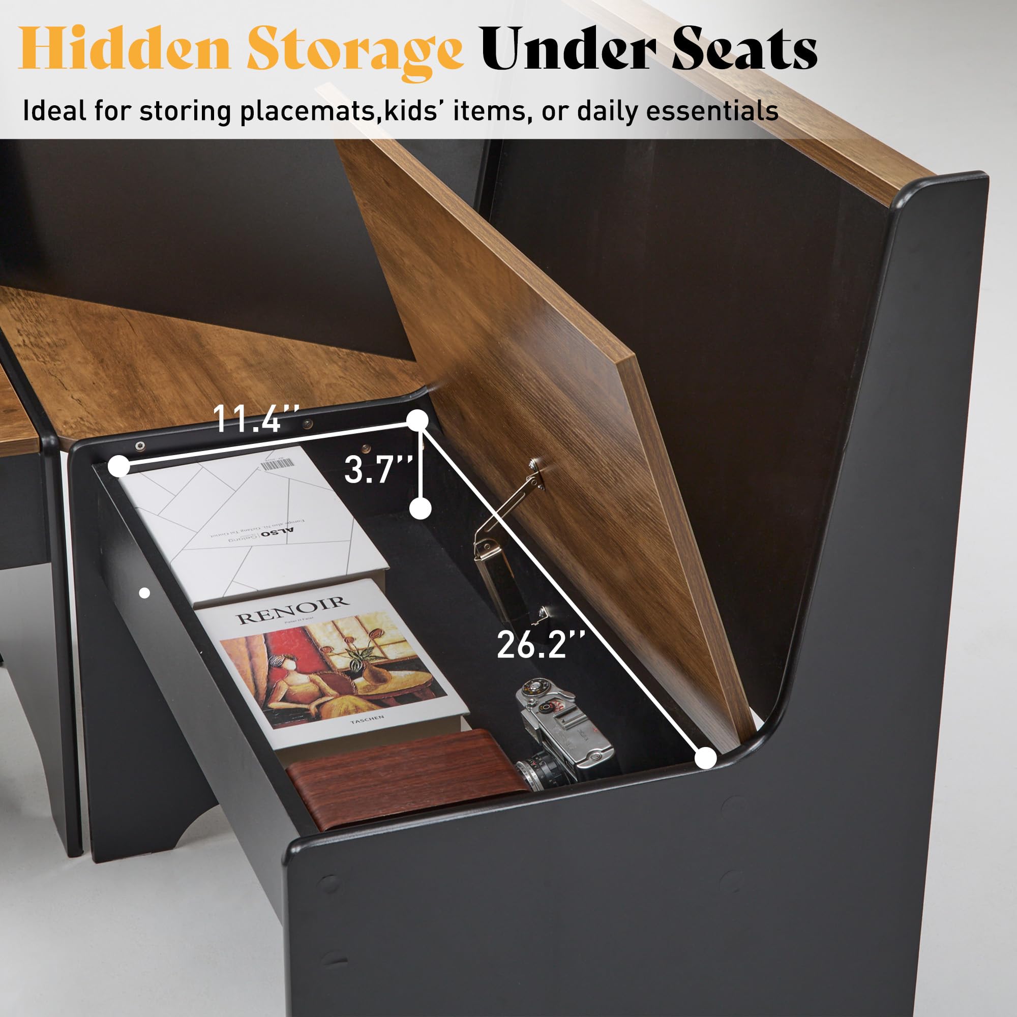3-Piece L-Shaped Corner Dining Set with Storage