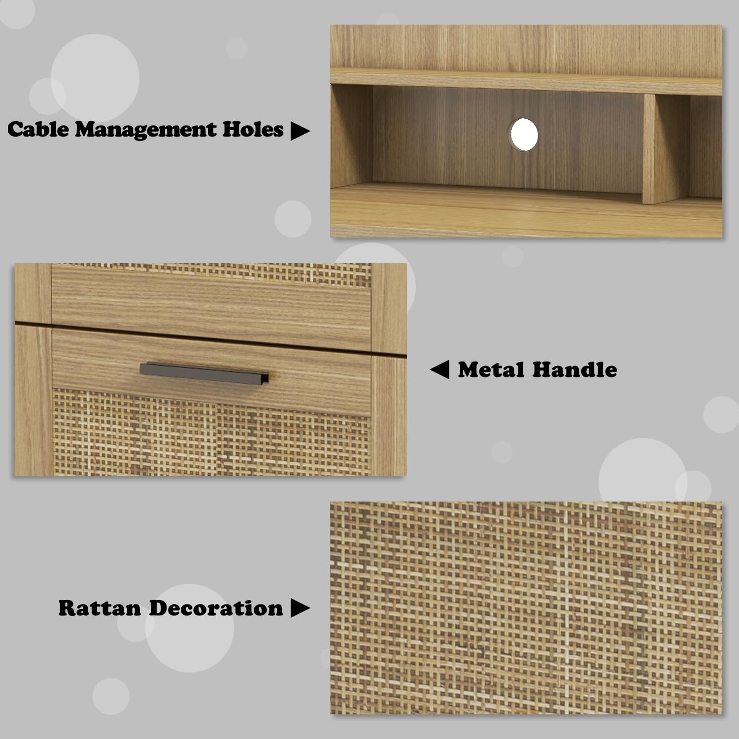 Small Computer Desk with Drawers and Hutch Shelf