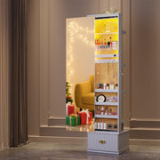 Full Length Mirror Jewelry Cabinet with LED Lights and Storage