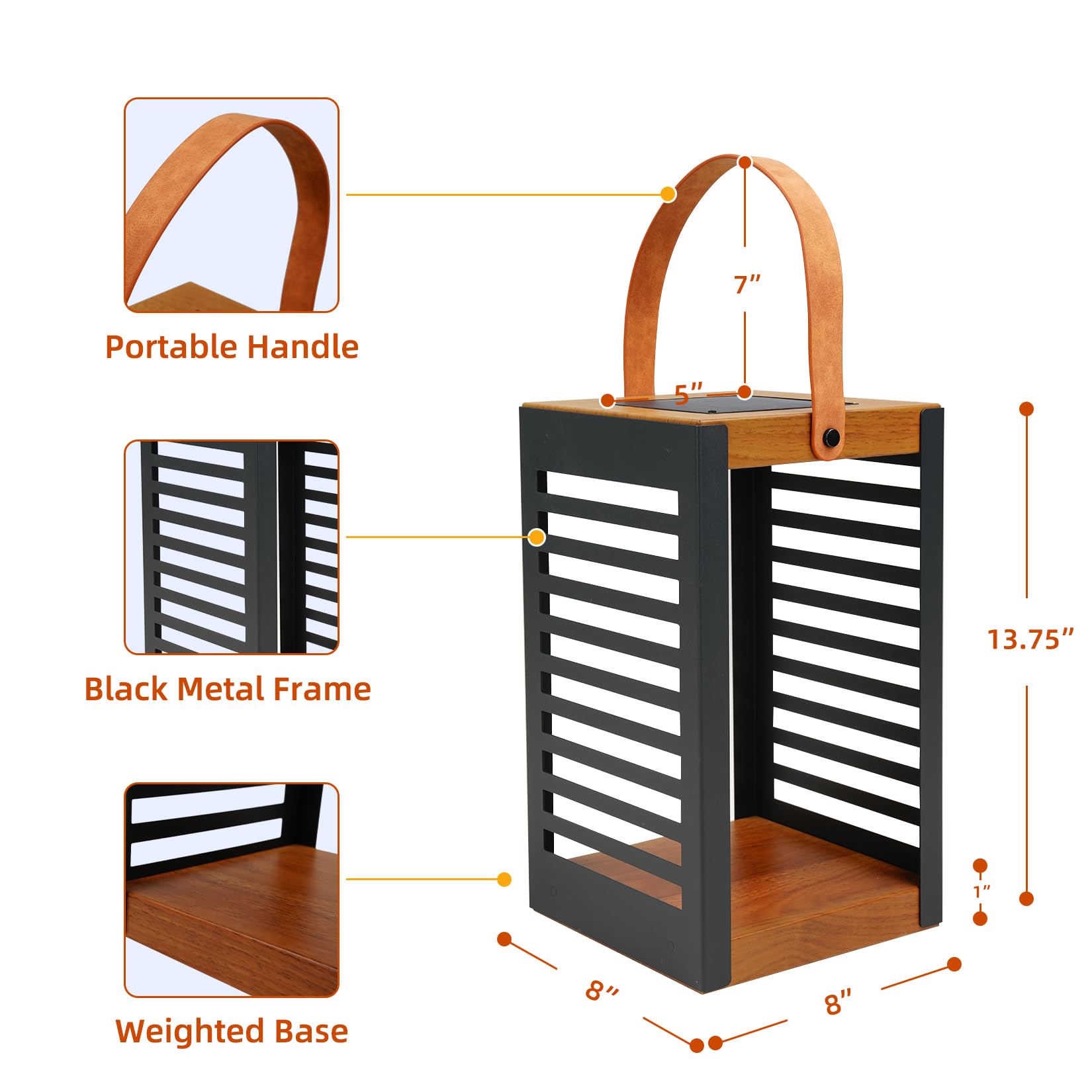 2-Pack Outdoor Solar Floor Lamp with Handle