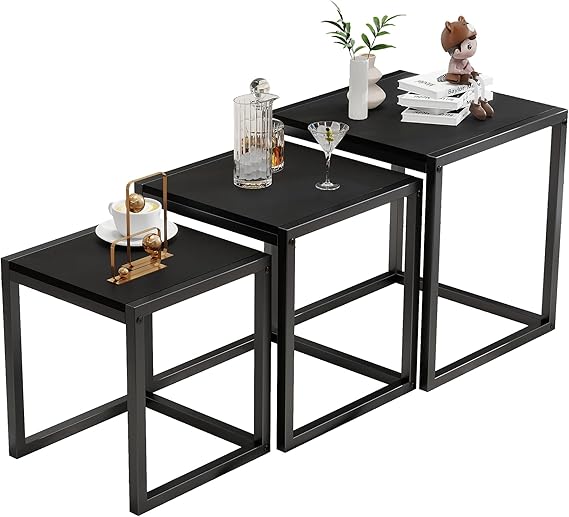 Nesting Table Set of 3 with Metal Frame