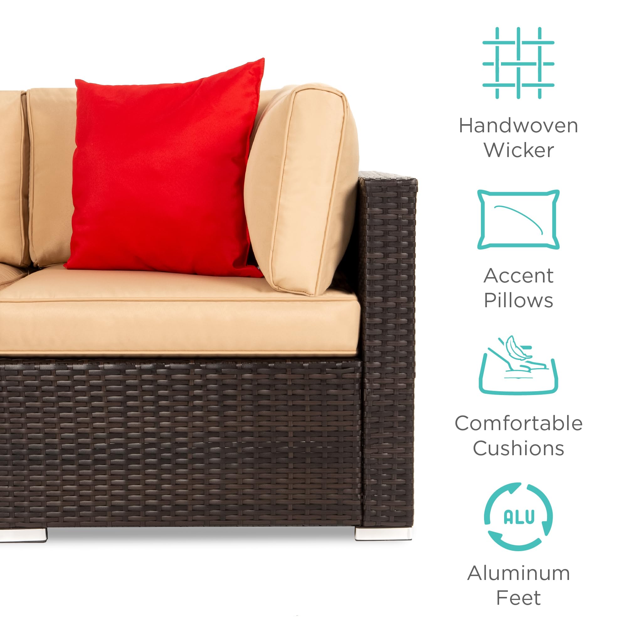 7-Piece Modular Wicker Patio Sectional Set