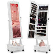 Rolling Jewelry Armoire with Full Length Mirror