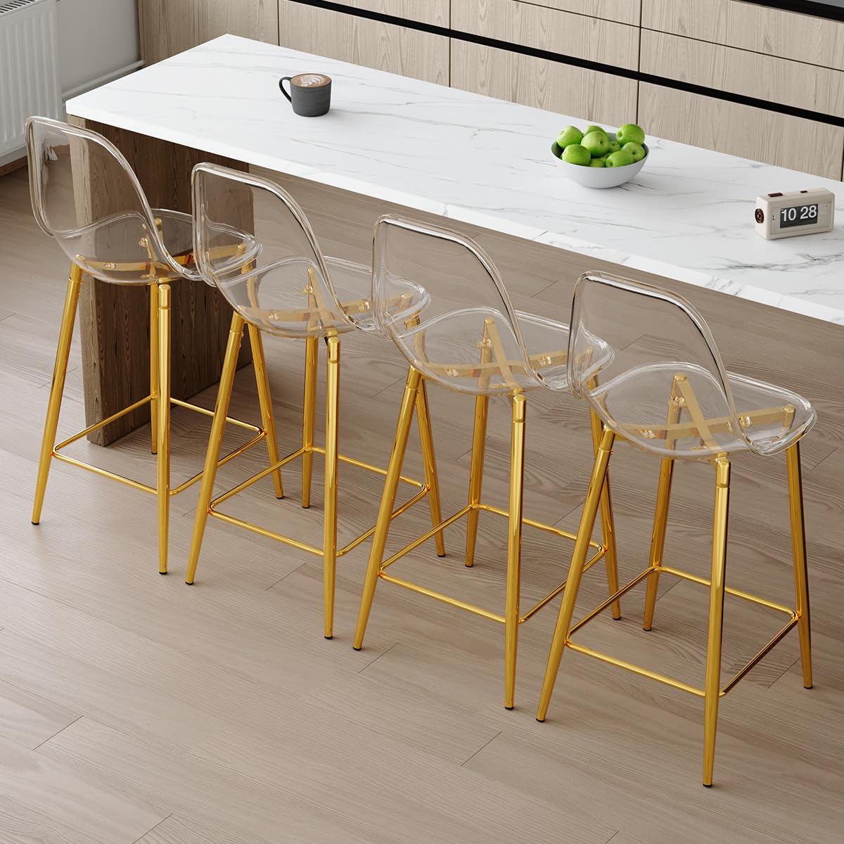 Acrylic Bar Stools Set of 4 with Metal Legs