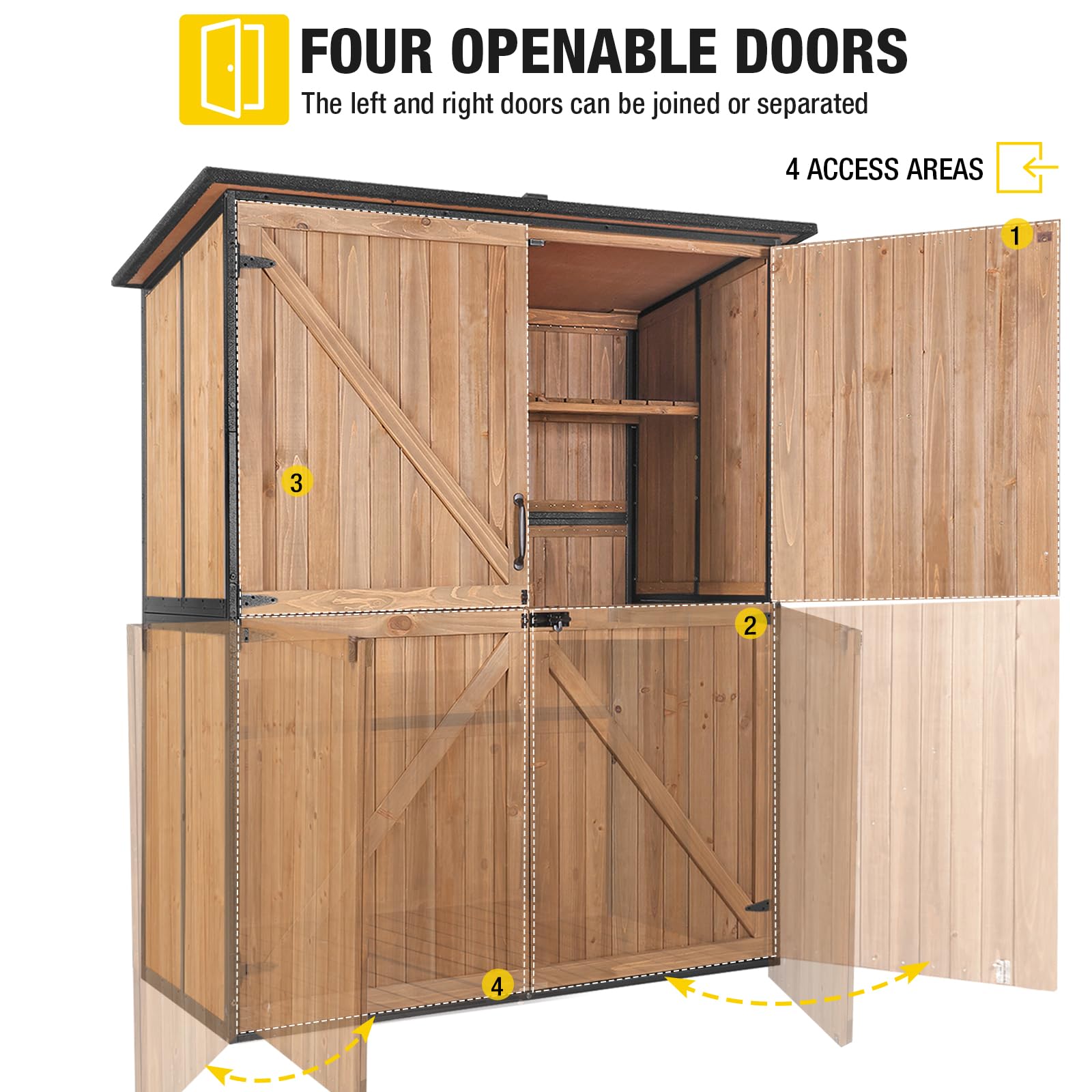 Outdoor Storage Shed with Metal Frame and Adjustable Shelves