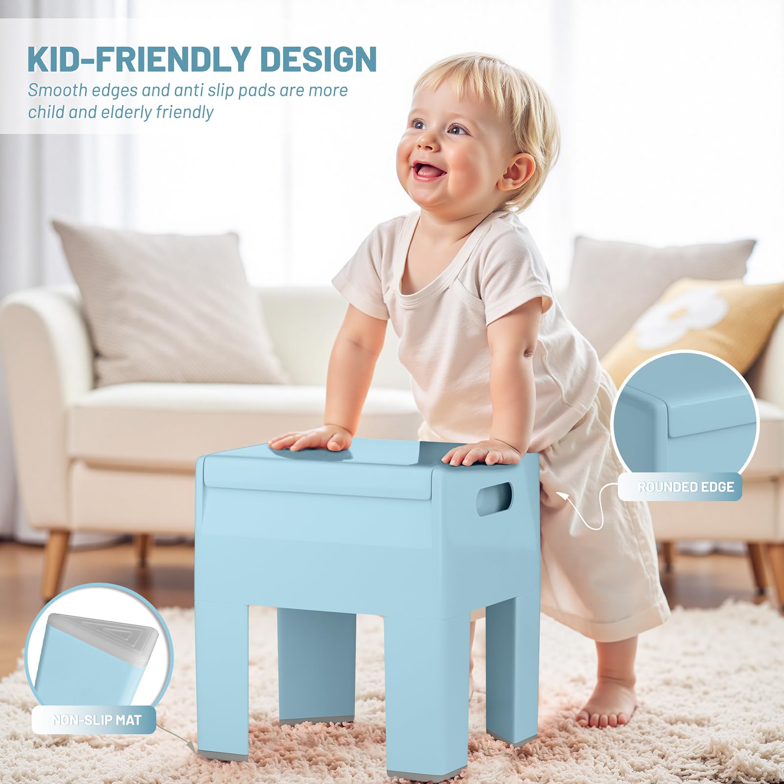 Modern Plastic Nightstand with Storage