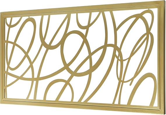 44 x 21 Inch Black Framed Gold Metal Abstract Laser Cut Panel Wall Art