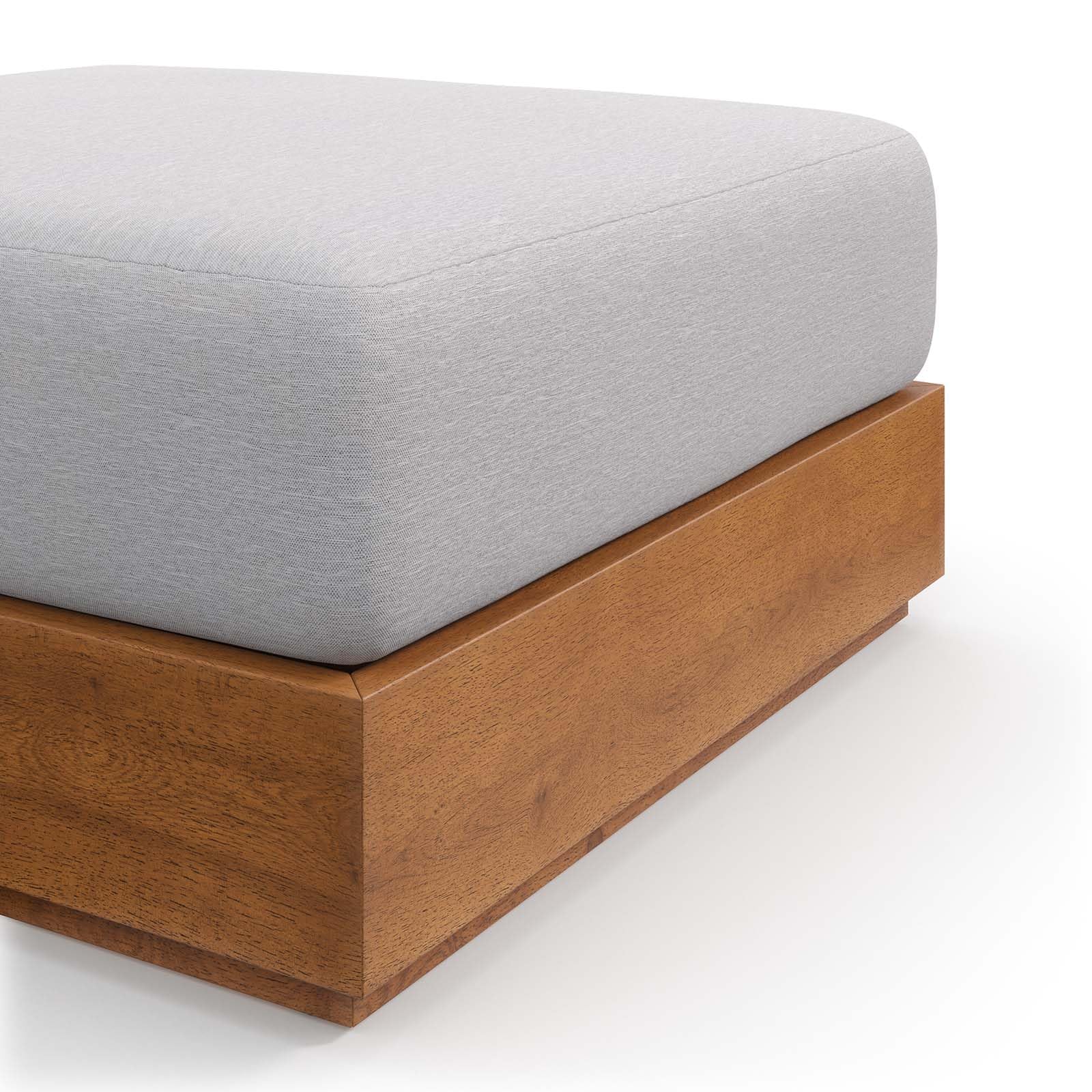 Acacia Wood Outdoor Ottoman Natural Light Gray