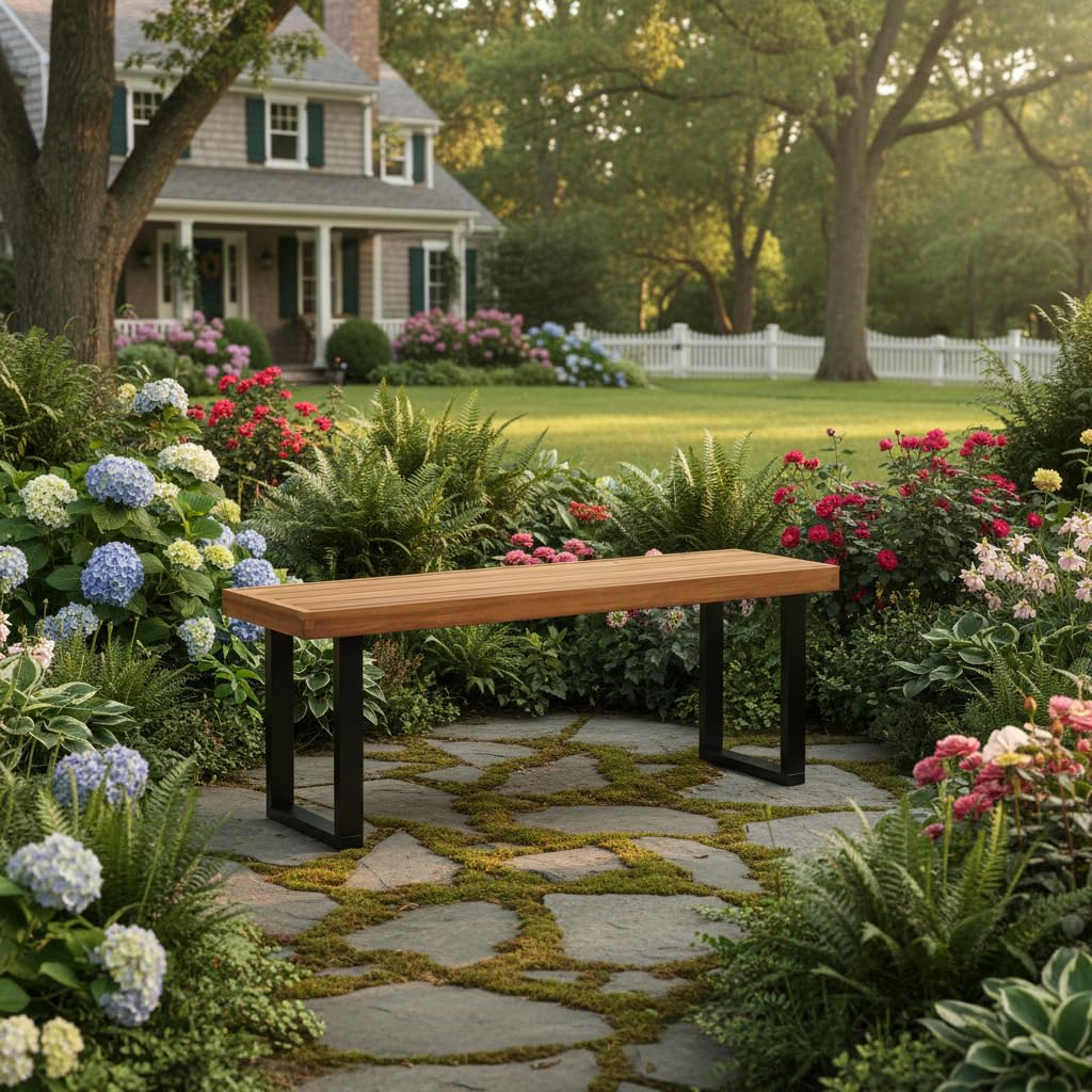 Acacia Wood Outdoor Dining Bench 48 Inch