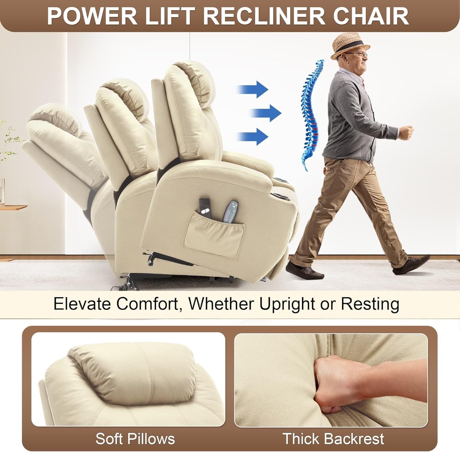 Power Lift Recliner Chair with Massage and Heating