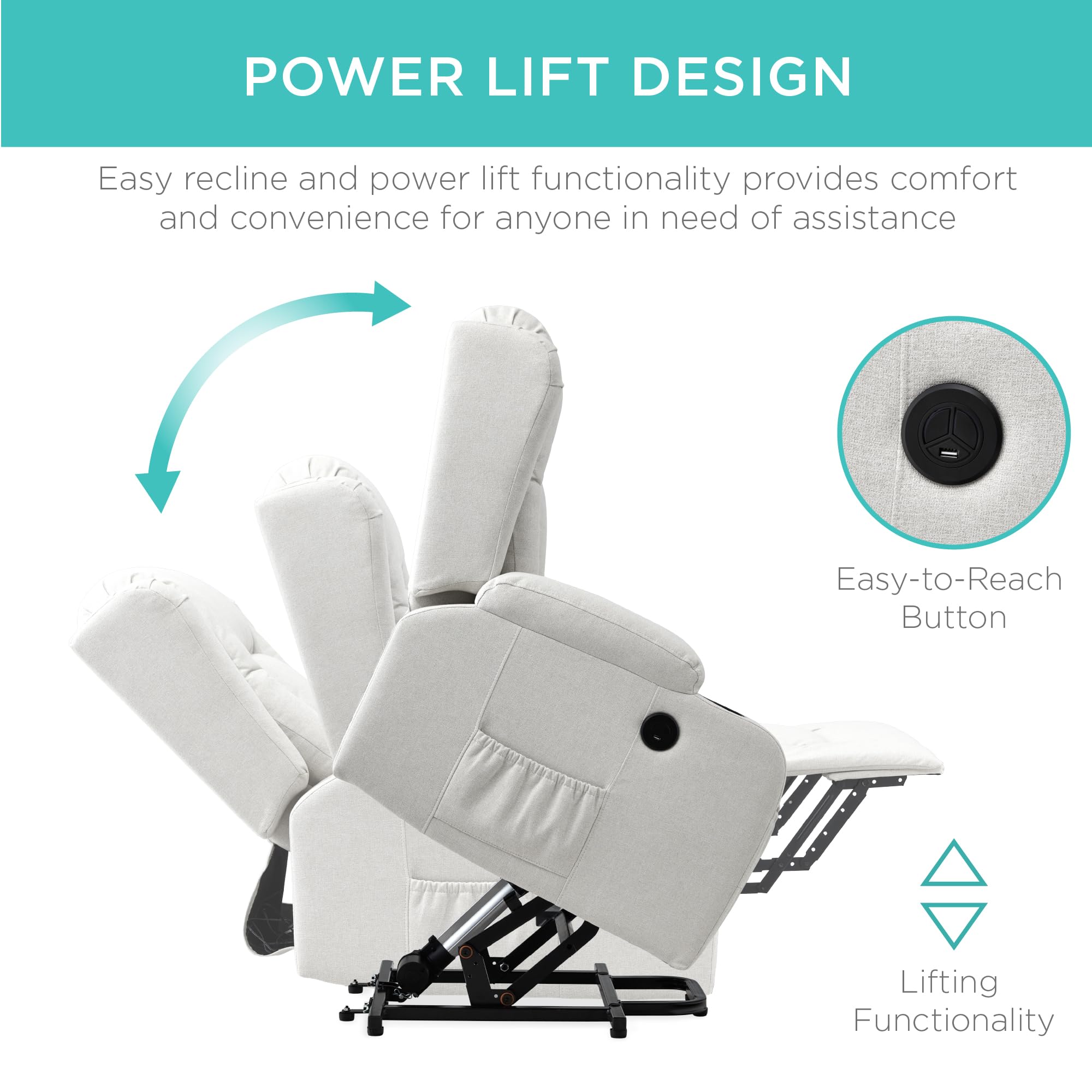Power Lift Recliner Chair with Massage and Heat