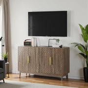 Walnut 4-Door Sideboard Buffet Cabinet with Adjustable Shelves
