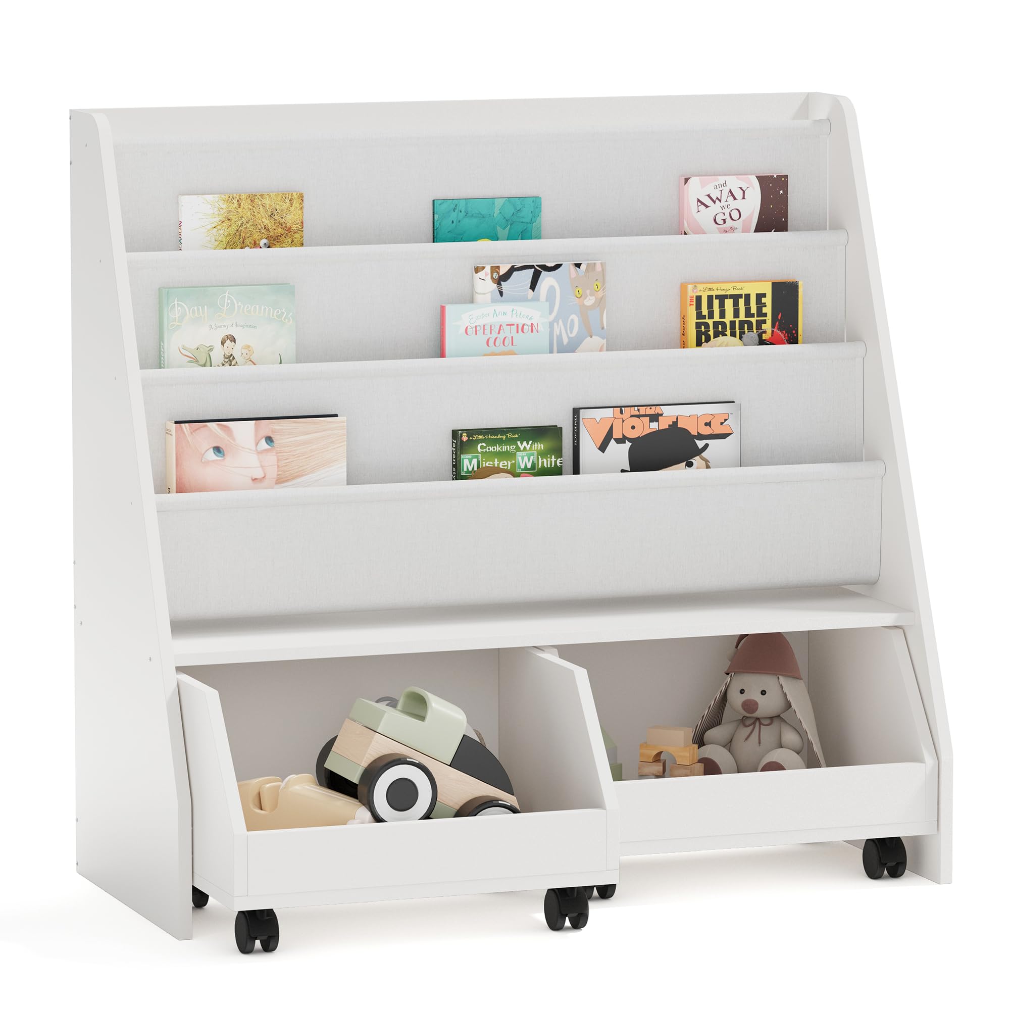 Kids Bookshelf with Storage and Drawers