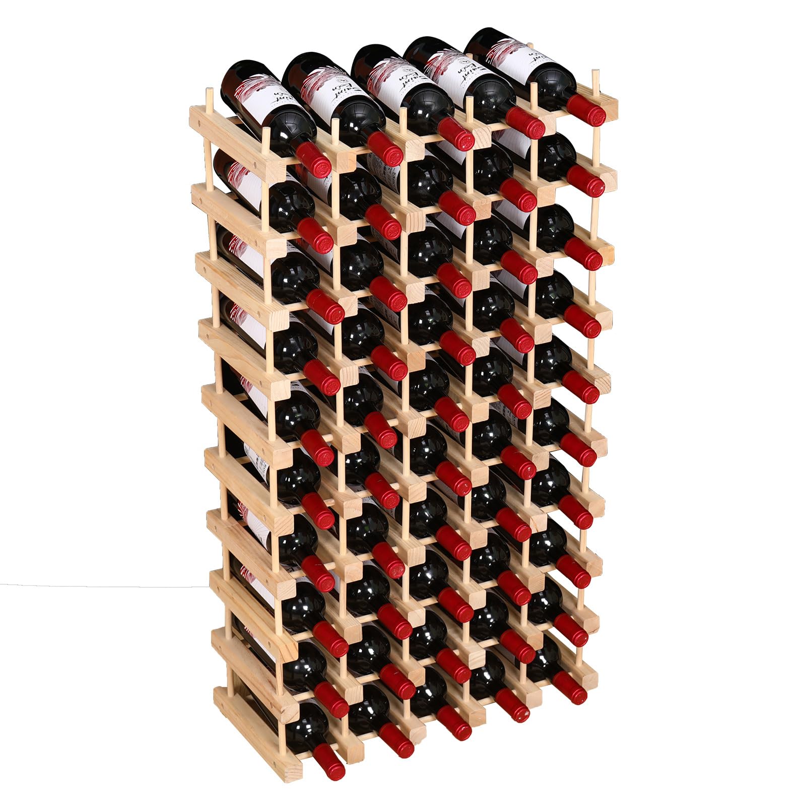 50-Bottle Wooden Wine Rack