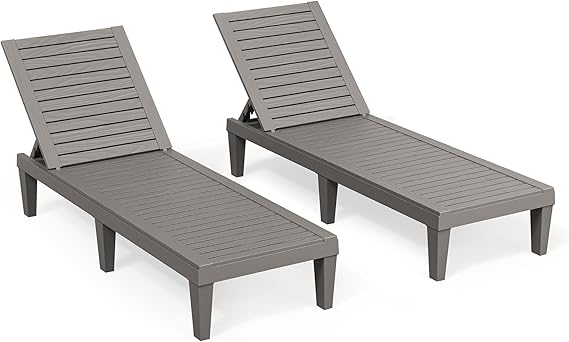 Outdoor Chaise Lounge Chairs Set of 2 - 5-Position Adjustable