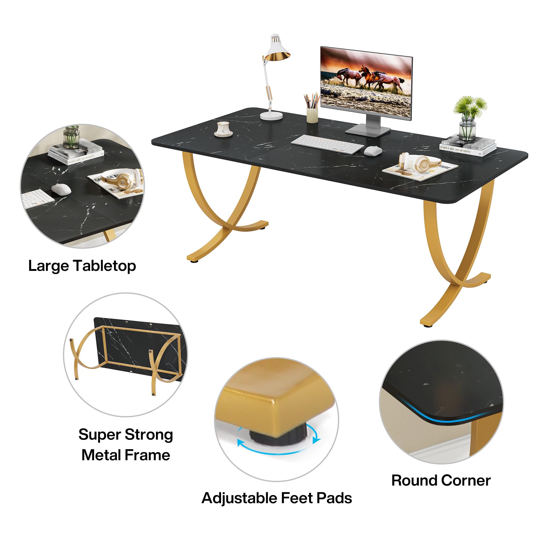 Executive Desk 63W x 31.5D Large Computer Conference Table