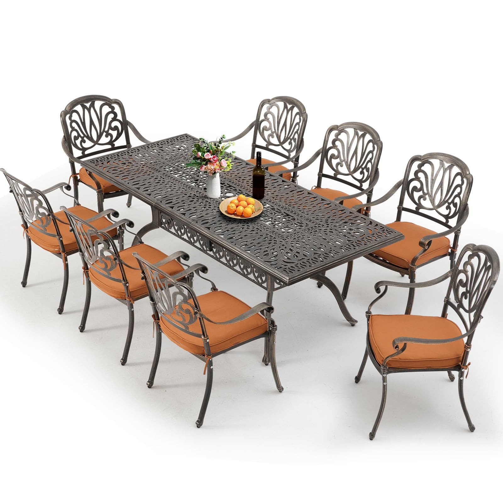 9-Piece Cast Aluminum Outdoor Dining Set