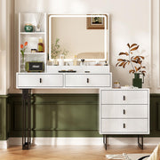 Vanity Desk with Touch Screen Dimming Mirror and Charging Station