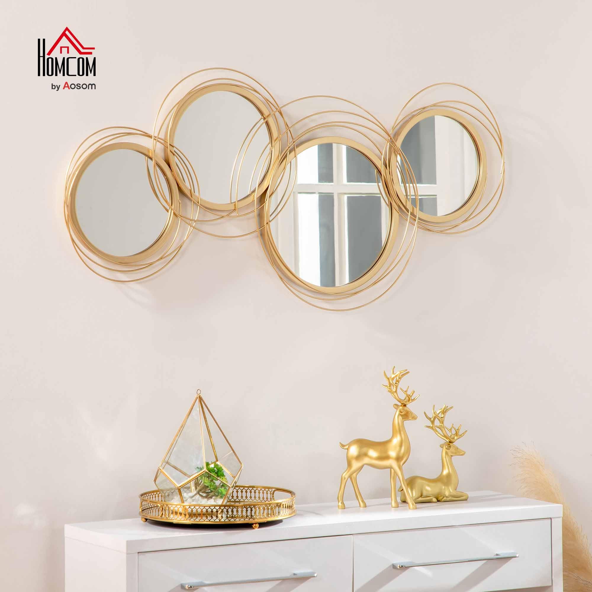 Round Metal Wall Mirror - Gold Tone