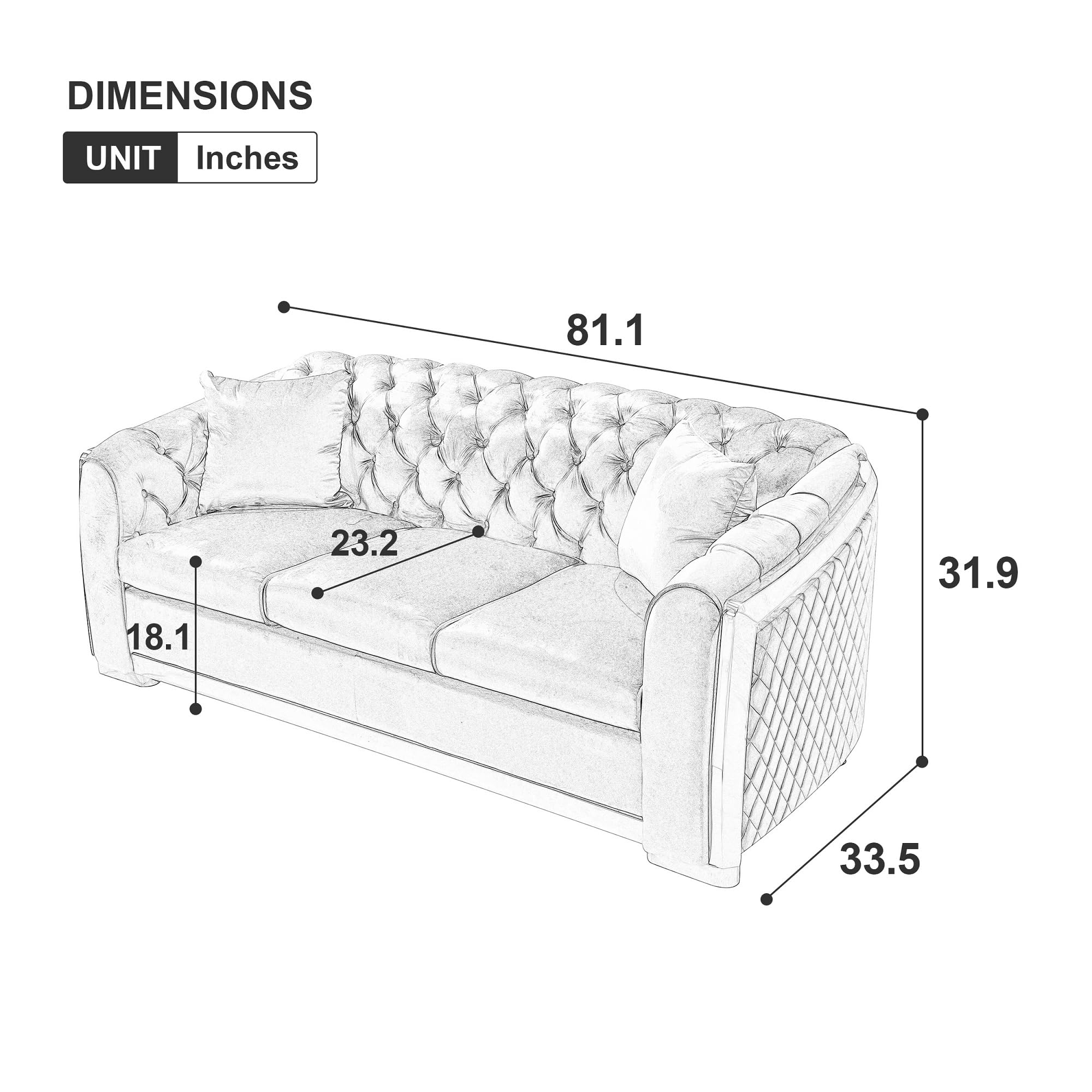 Velvet Chesterfield Sofa 3 Seater White