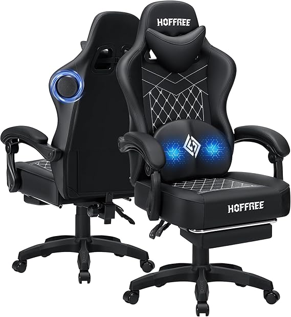 Bluetooth Gaming Chair with Massage and Footrest