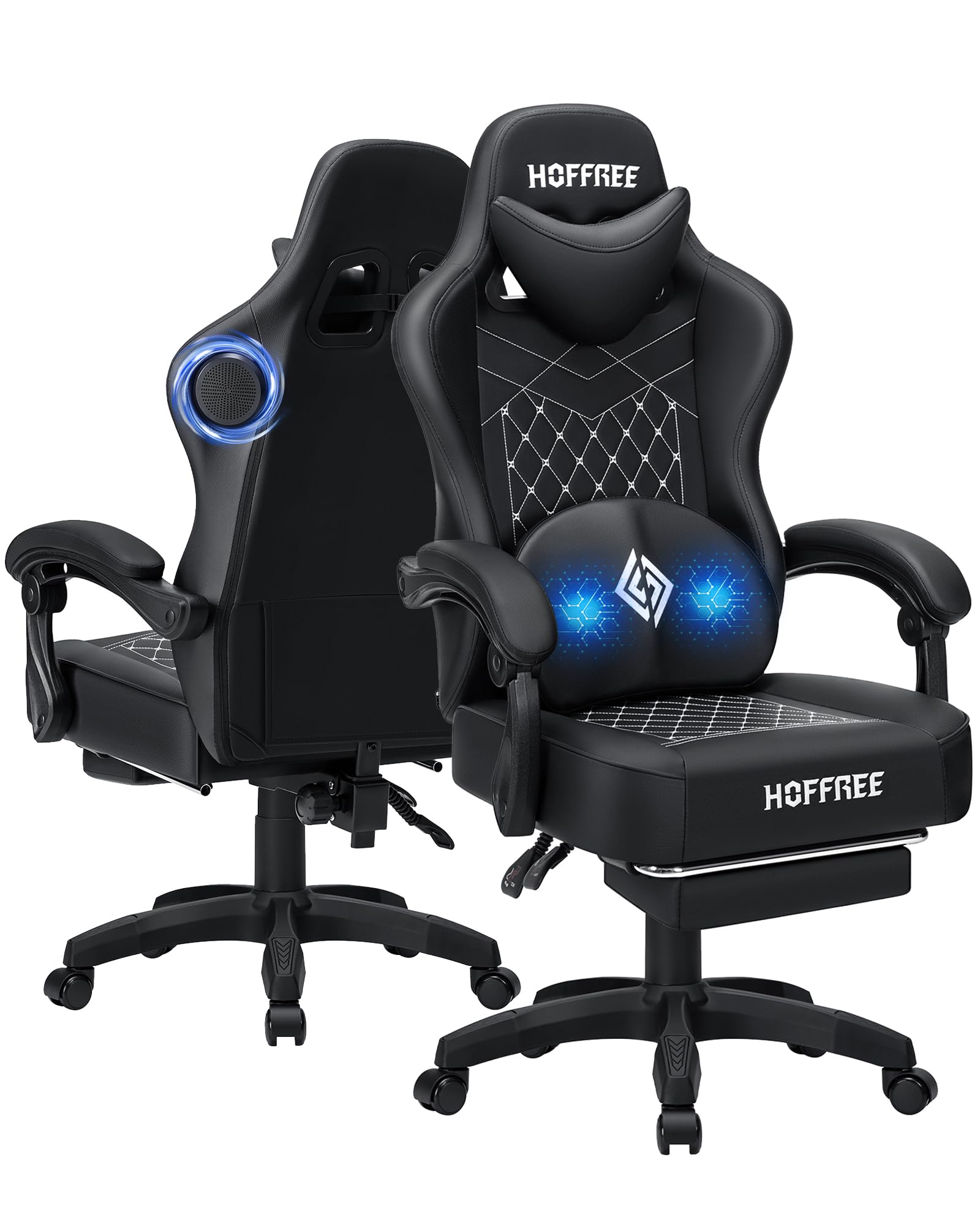 Bluetooth Gaming Chair with Massage and Footrest