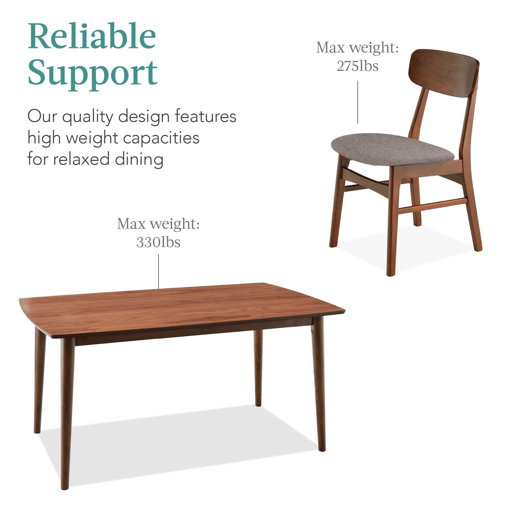 7-Piece Wooden Dining Room Table Set with 6 Upholstered Chairs