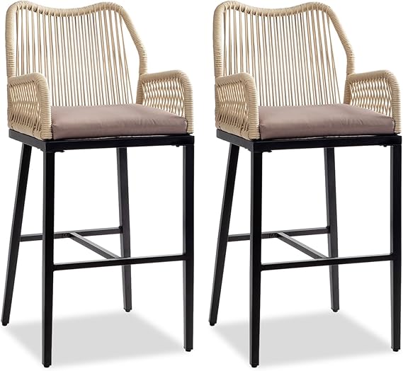Outdoor Bar Stools Set of 2 with Cushions