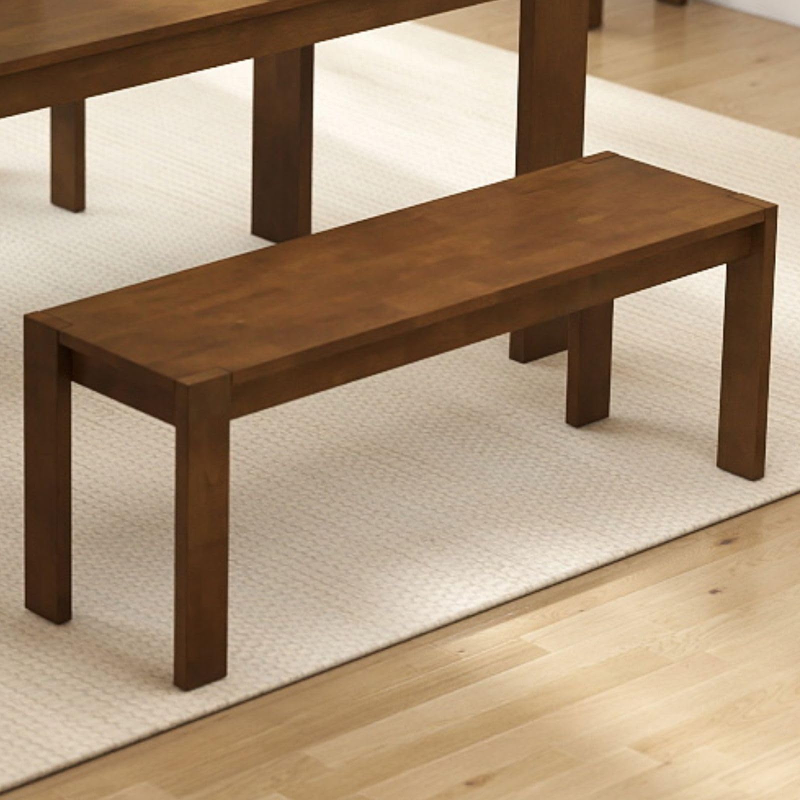 Solid Wood Dining Bench 47.25" Walnut Farmhouse Entryway Bench