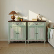 Vintage Green Accent Cabinet with Textured Doors