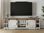 Modern Farmhouse 3-in-1 TV Stand for 95" TVs with Sliding Barn Doors