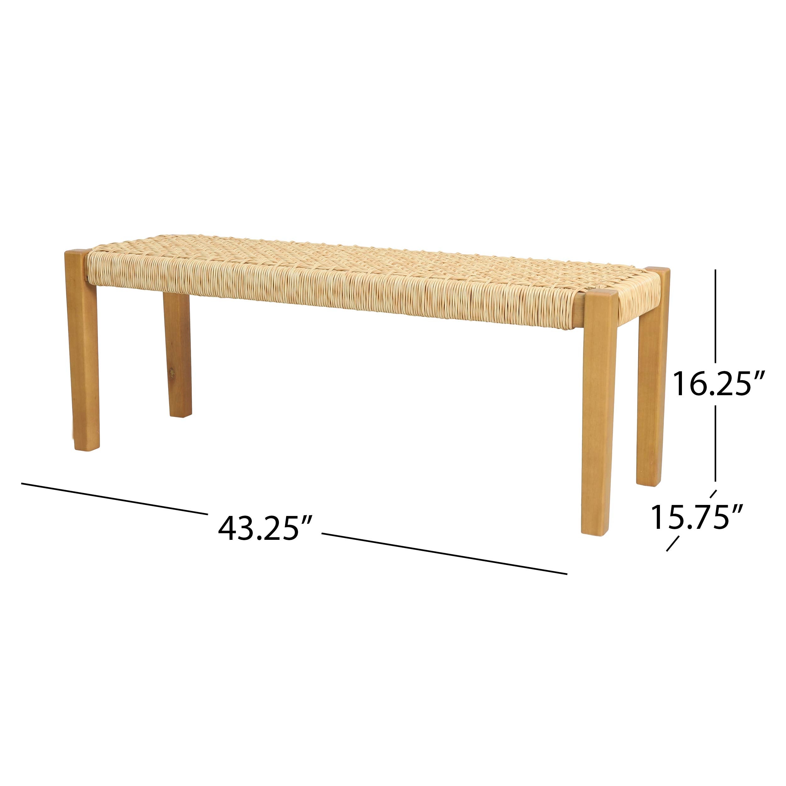 Isaac Outdoor Industrial Acacia Wood Bench