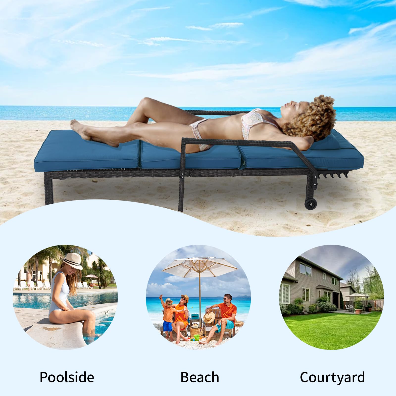 Adjustable Patio Chaise Lounge Set with Cushions