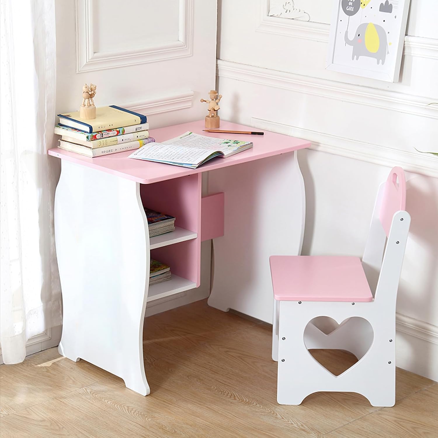 Kids Desk and Chair Set with Storage