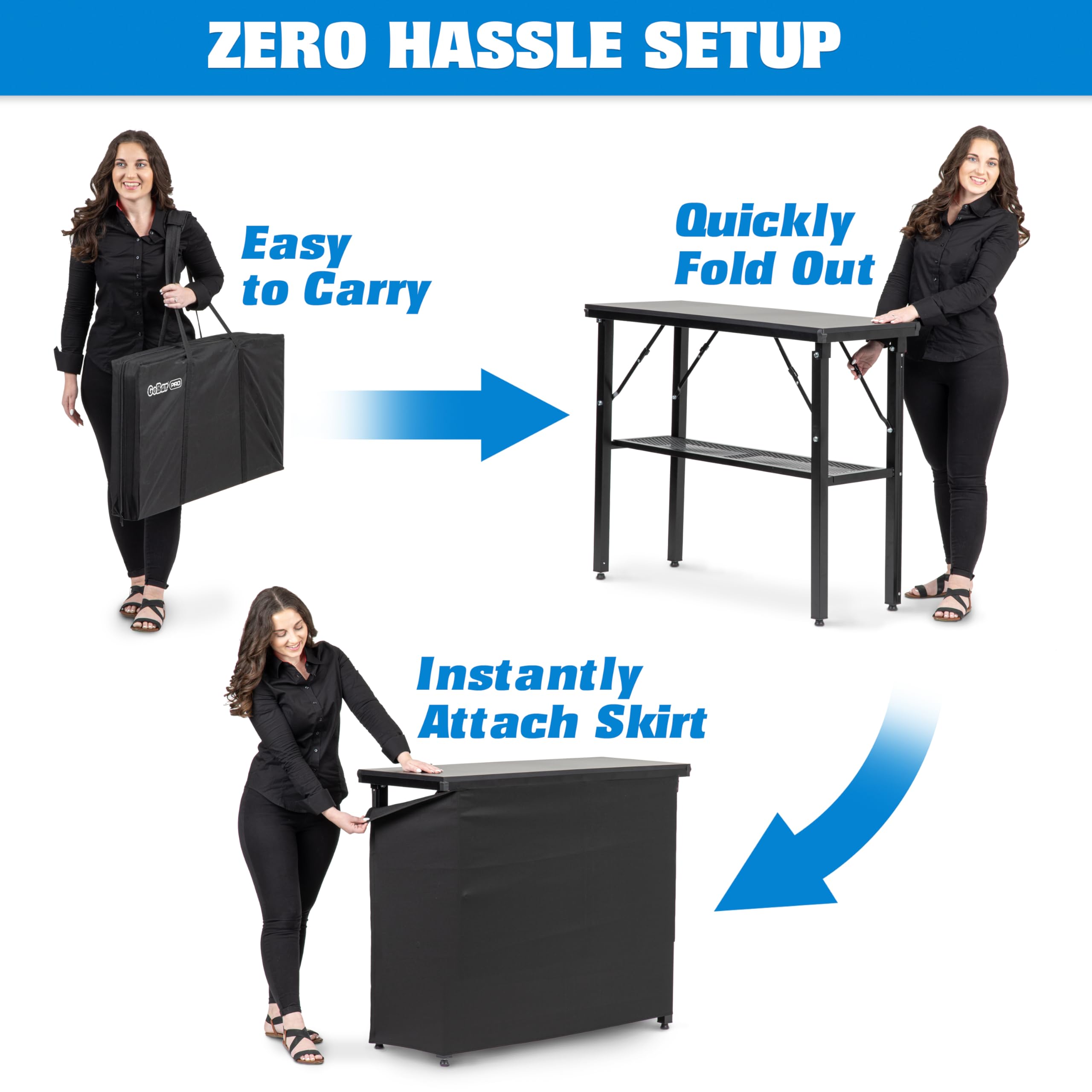Professional Portable Bar Table with Skirt and Case