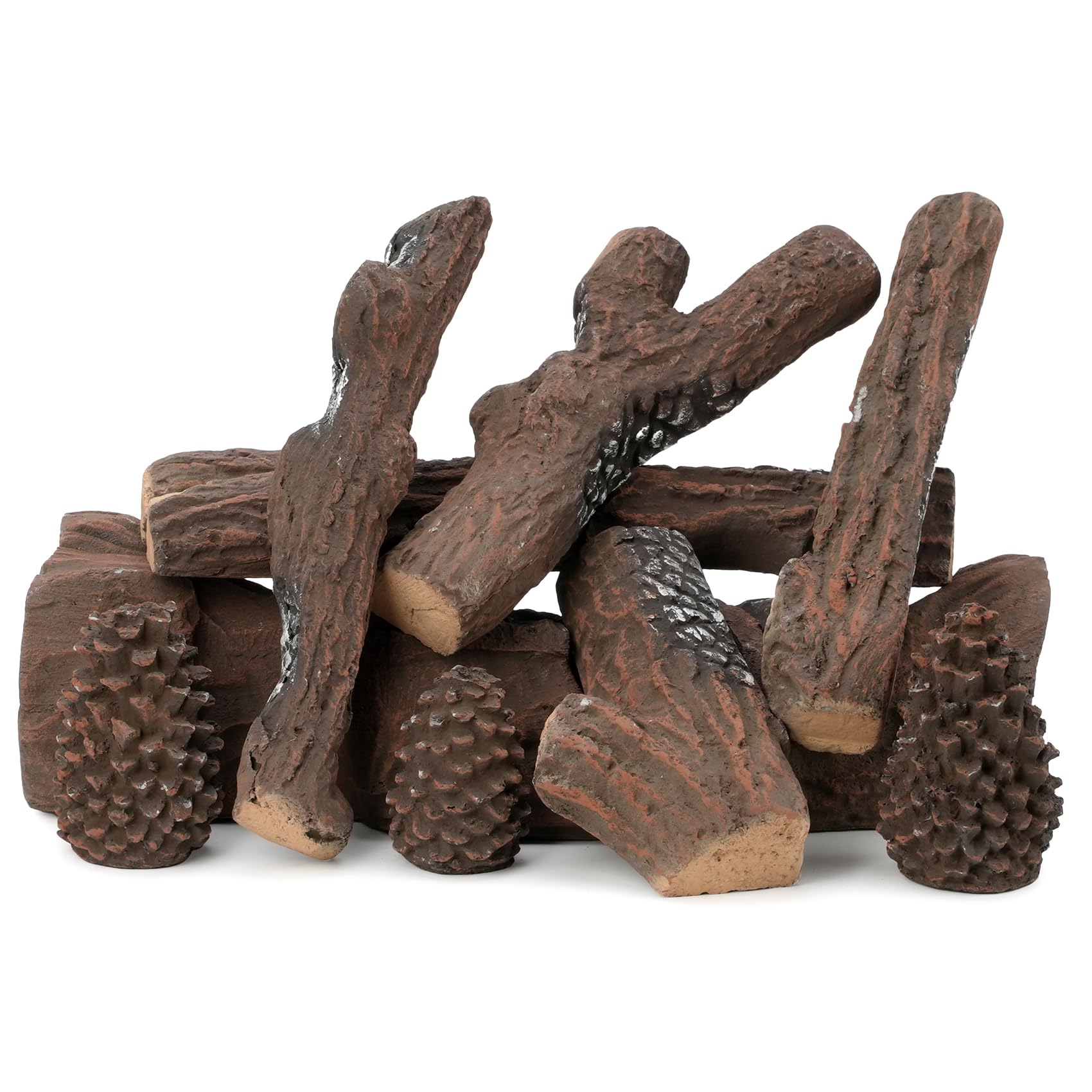 Ceramic Gas Fireplace Logs 9-Piece Set