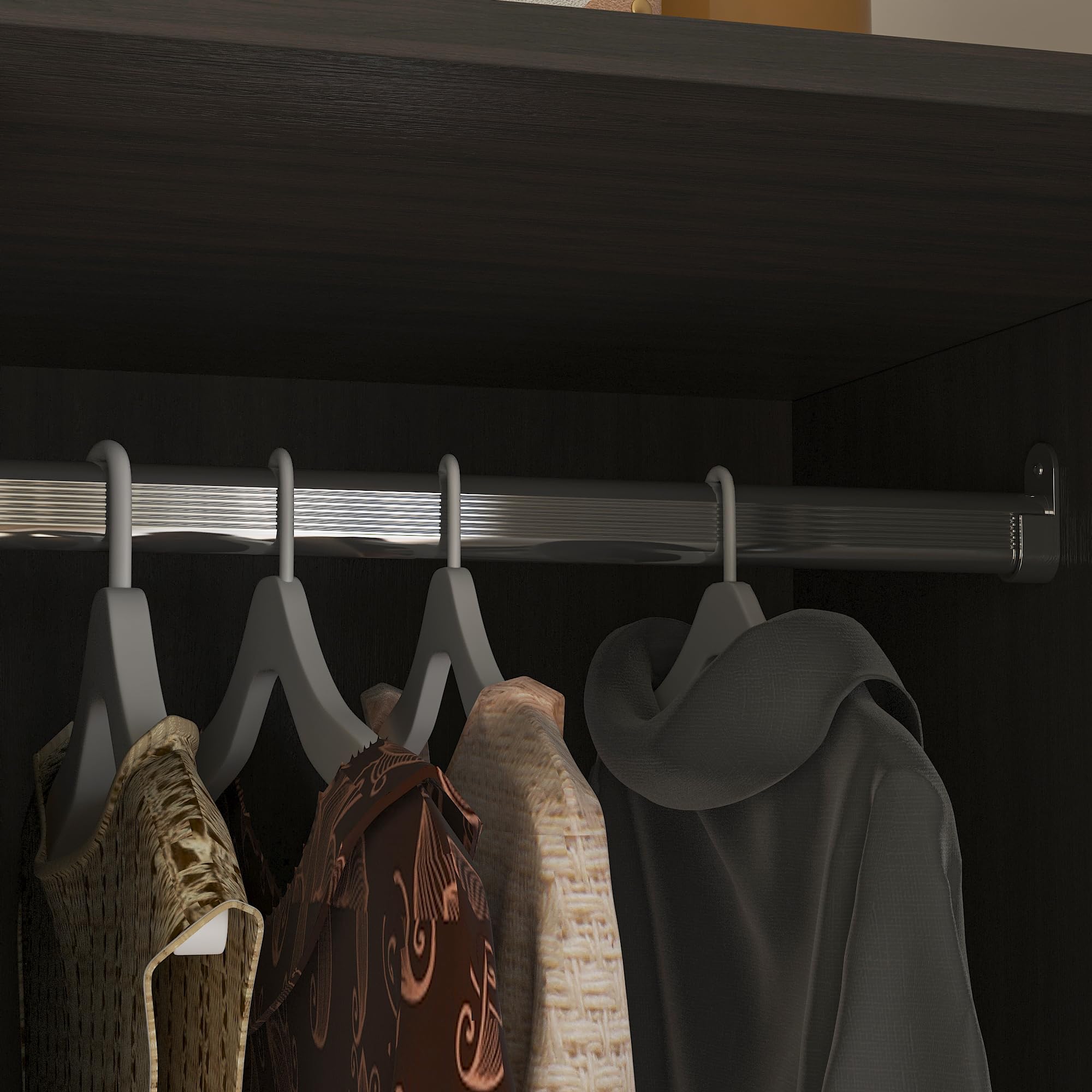 2-Door Wardrobe Armoire with Mirror and Drawers