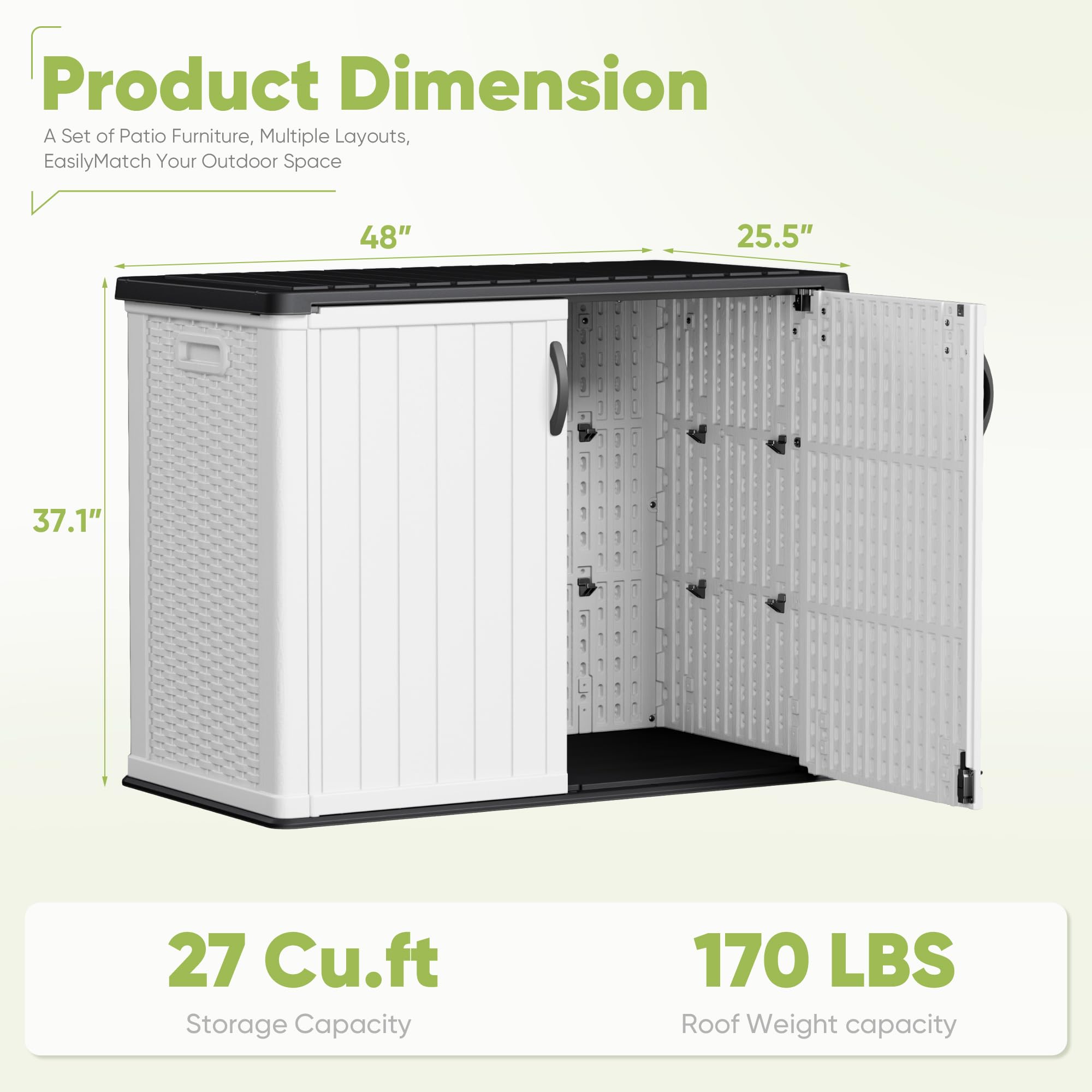 26 Cu Ft Outdoor Storage Cabinet Waterproof Lockable